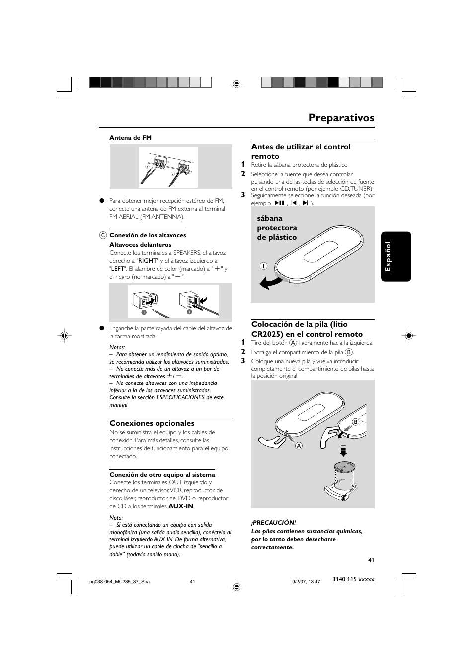 Preparativos | Philips MC235B/37 User Manual | Page 9 / 20