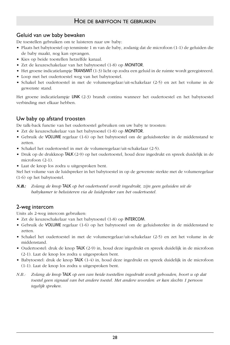 Geluid van uw baby bewaken, Uw baby op afstand troosten, Weg intercom | Philips SC367 User Manual | Page 29 / 75
