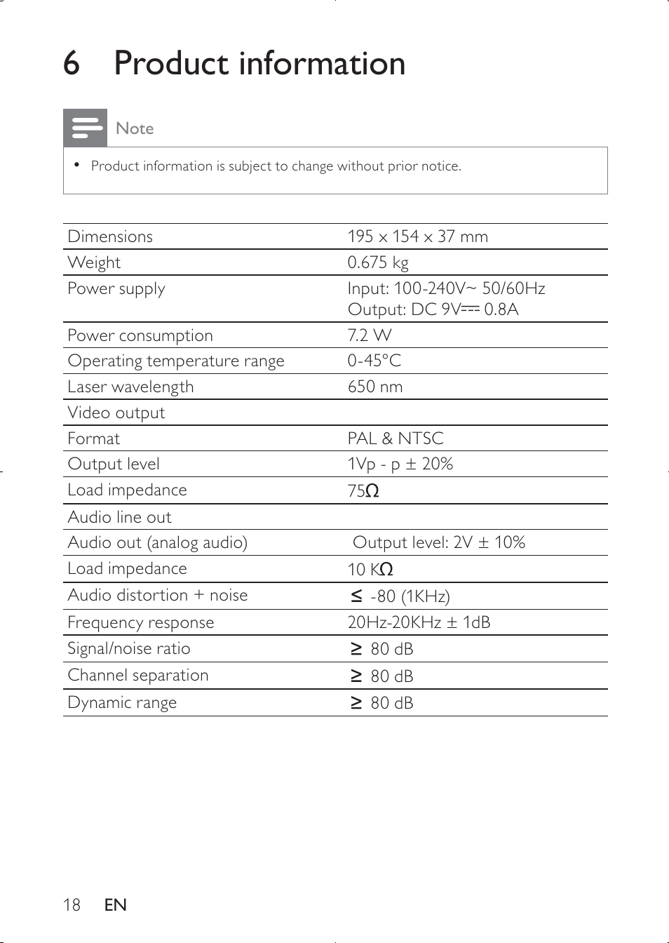 6 product information | Philips PD7030 User Manual | Page 17 / 20