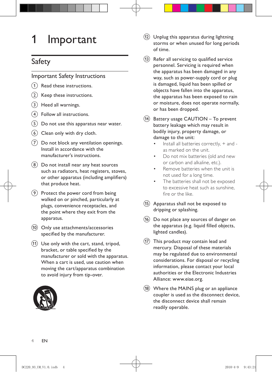 1 important, Safety | Philips SJ/T113632006 User Manual | Page 4 / 17