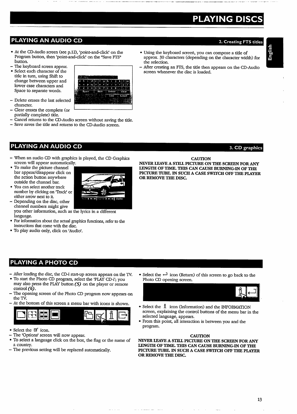 Playing an audio cd, Playing a photo cd, Playing discs | Philips CDI210/73 User Manual | Page 13 / 16