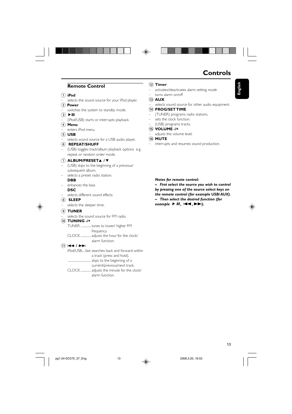 Controls | Philips DC570/37B User Manual | Page 13 / 24