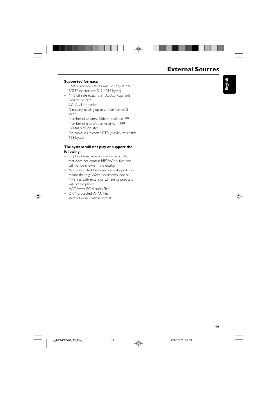 External sources | Philips DC570/37B User Manual | Page 19 / 24