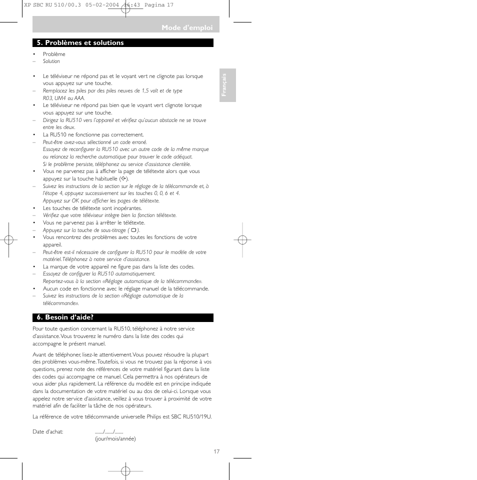 Philips SBC RU 510/00U User Manual | Page 17 / 70