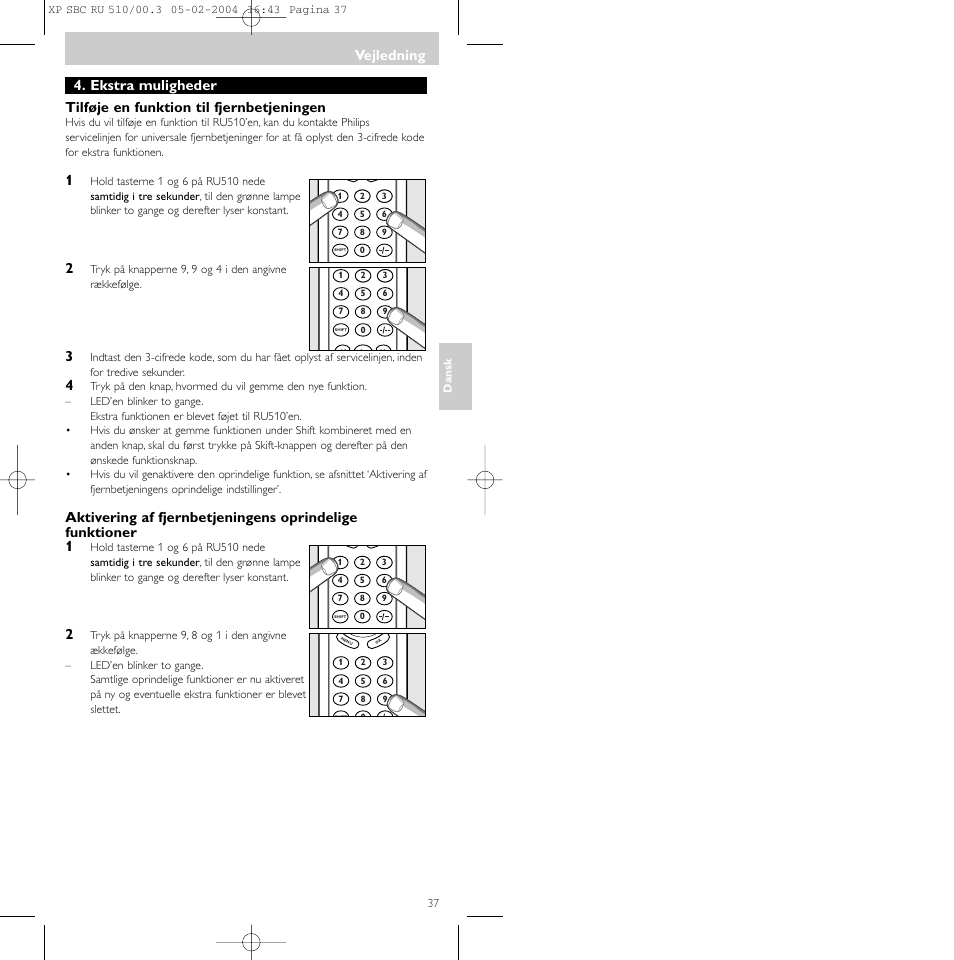 Vejledning | Philips SBC RU 510/00U User Manual | Page 37 / 70