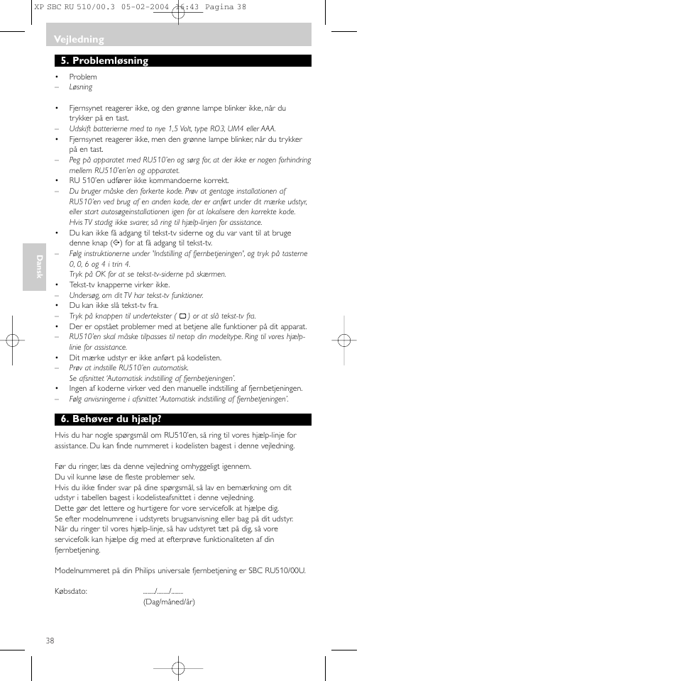 Philips SBC RU 510/00U User Manual | Page 38 / 70