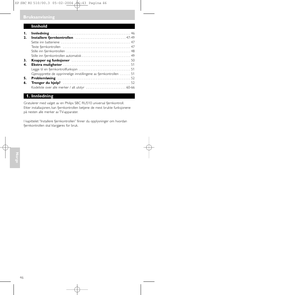 Philips SBC RU 510/00U User Manual | Page 46 / 70