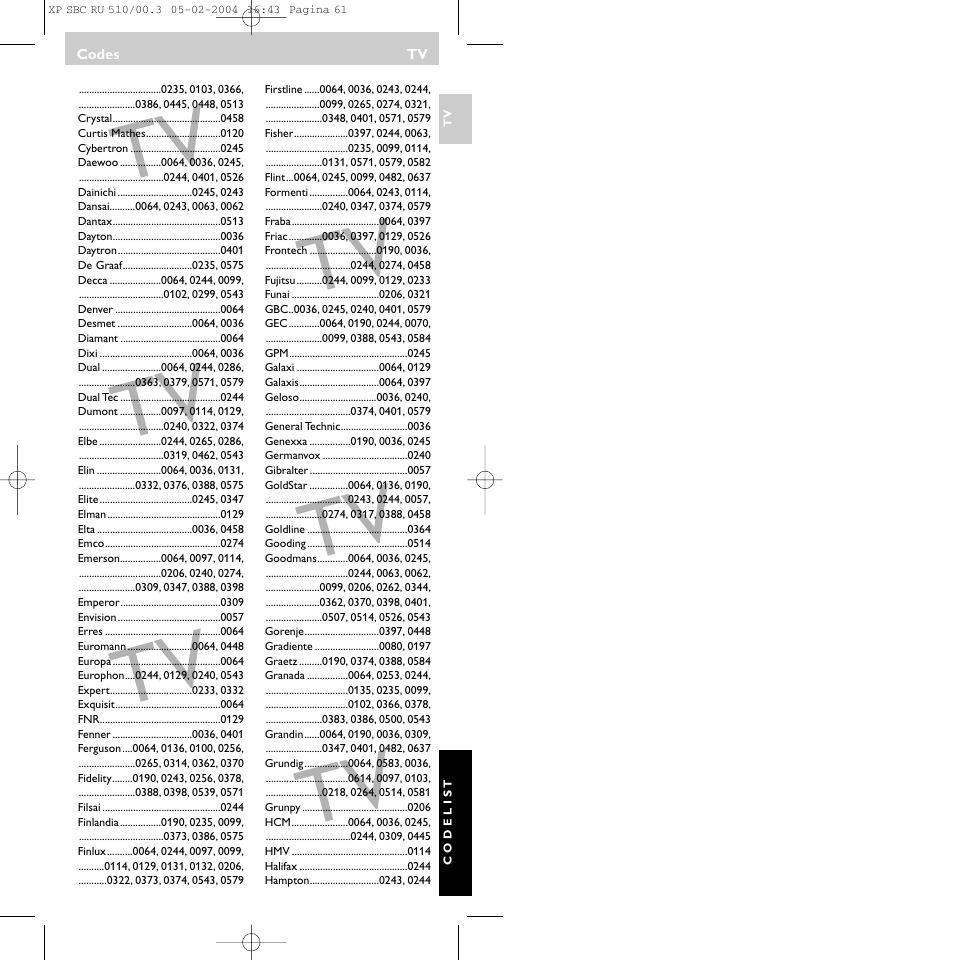 Philips SBC RU 510/00U User Manual | Page 61 / 70