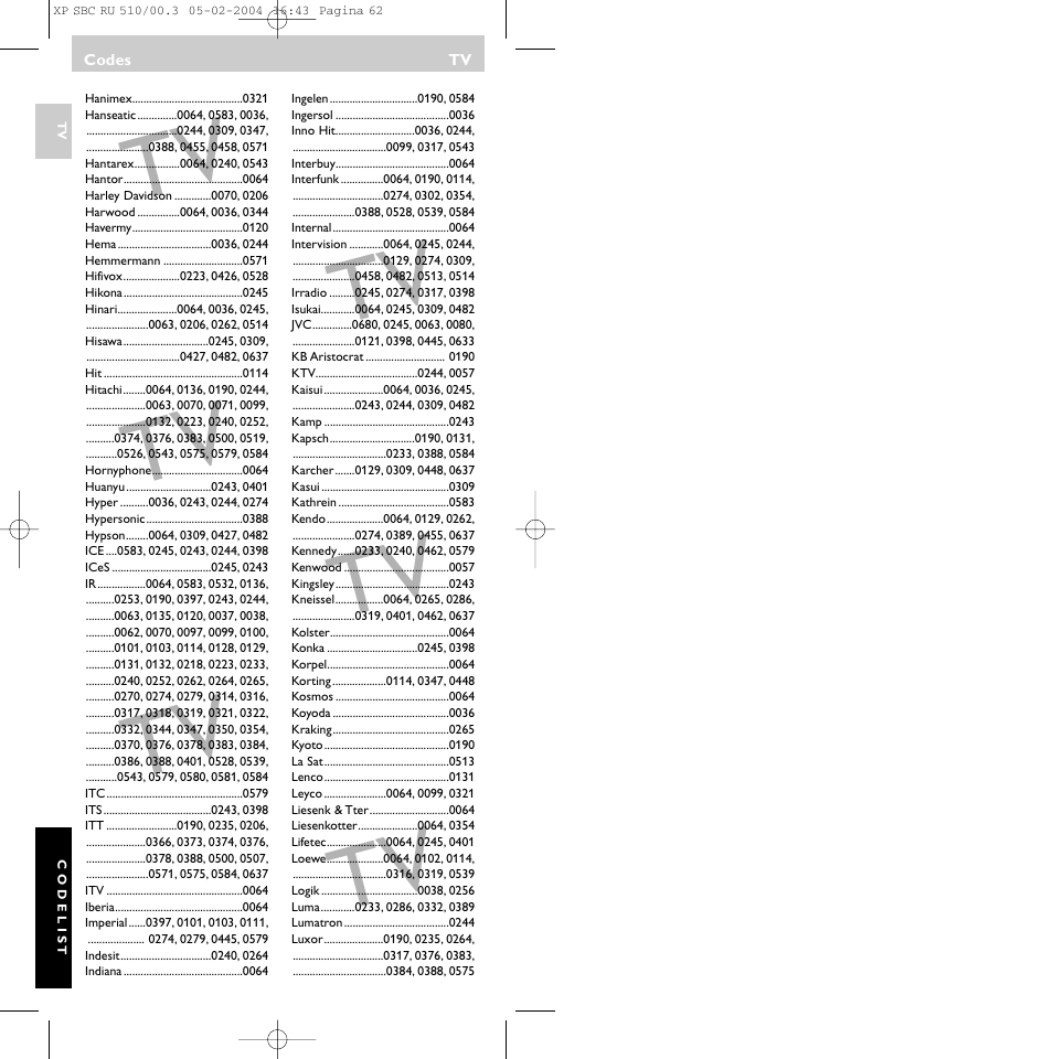 Philips SBC RU 510/00U User Manual | Page 62 / 70