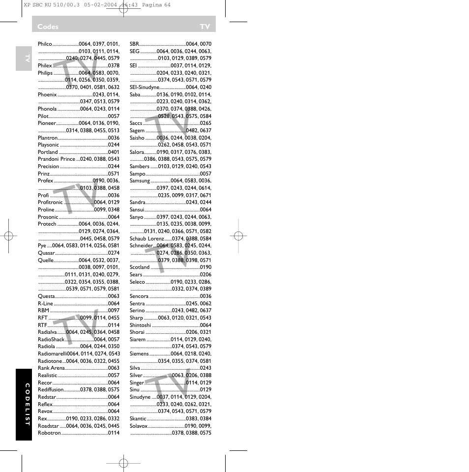 Philips SBC RU 510/00U User Manual | Page 64 / 70