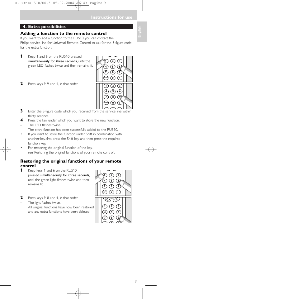 Instructions for use | Philips SBC RU 510/00U User Manual | Page 9 / 70