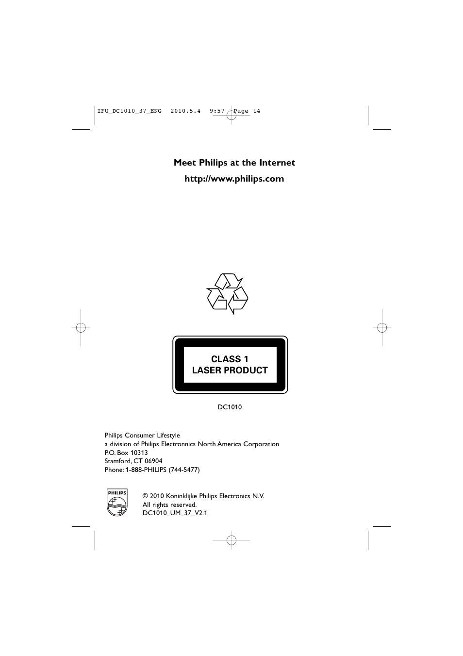 Philips DC1010 User Manual | Page 14 / 14