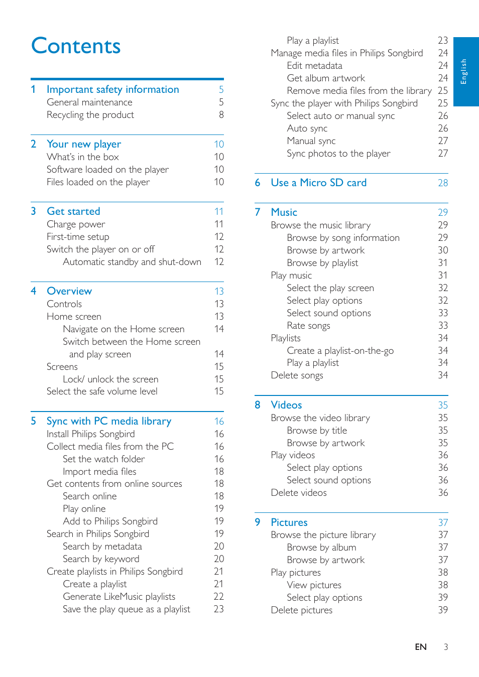 Philips GOGEAR SA3MUS16 User Manual | Page 3 / 60