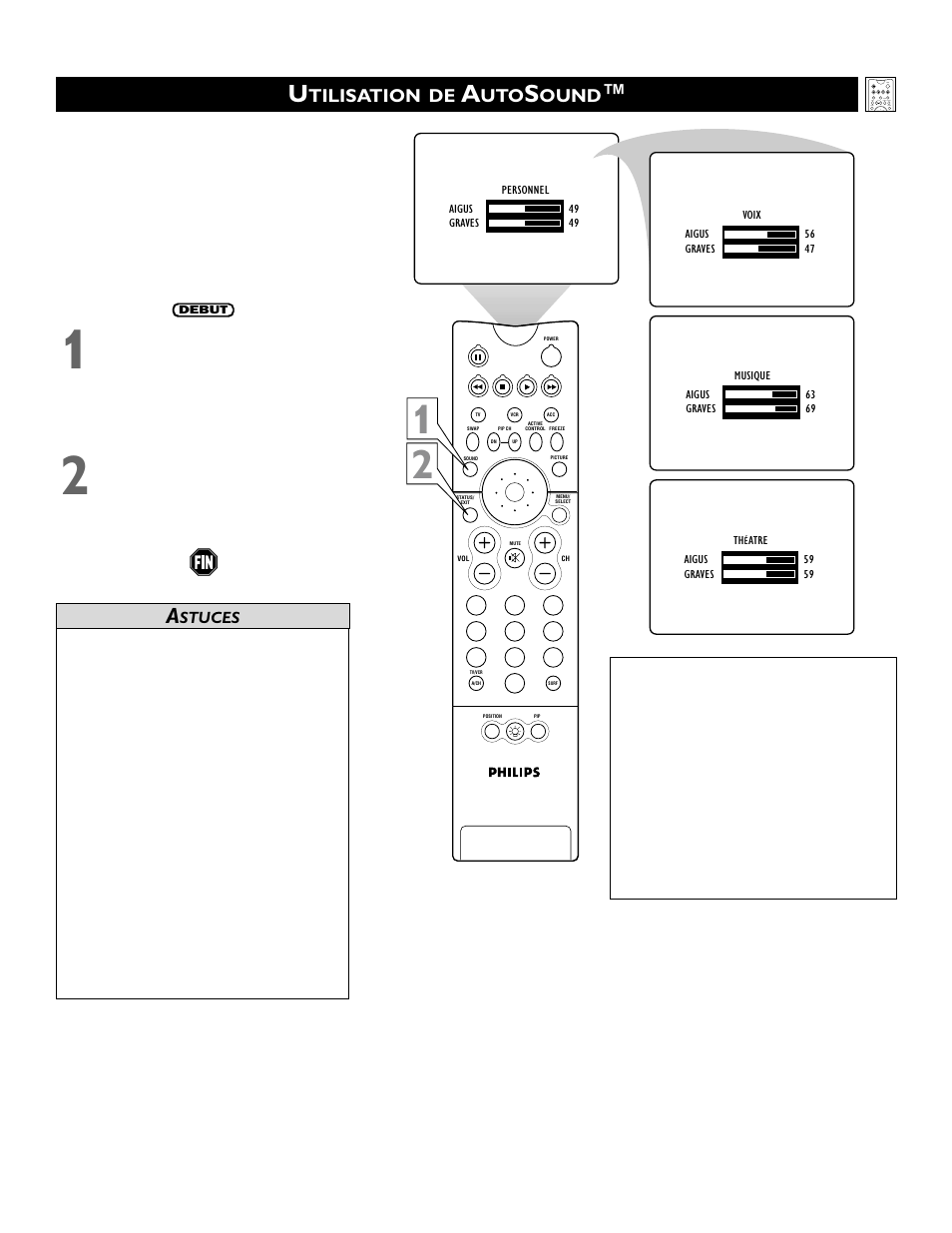 Tilisation de, Ound | Philips 60PP 9352 User Manual | Page 25 / 72