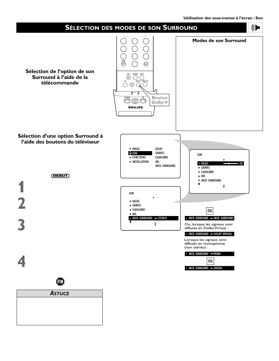 Élection des modes de son, Urround | Philips 60PP 9352 User Manual | Page 35 / 72