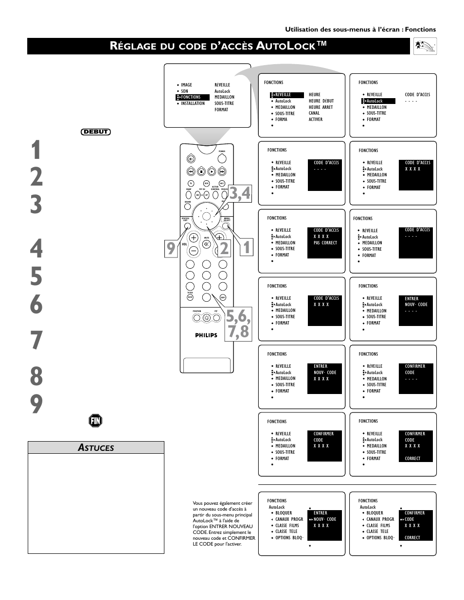 Églage du code d, Accès | Philips 60PP 9352 User Manual | Page 45 / 72