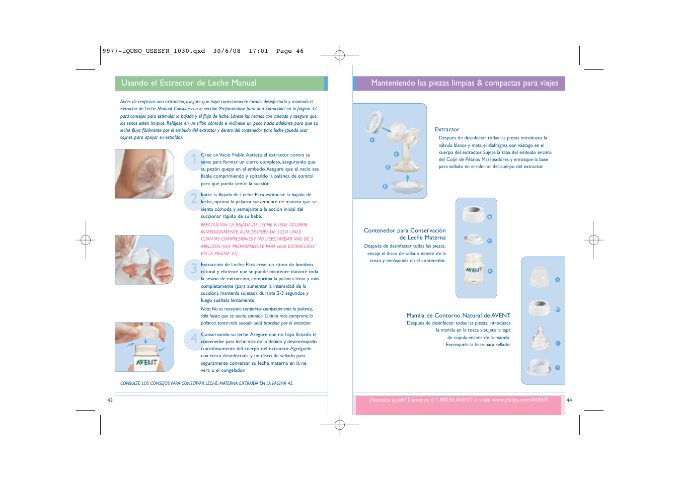 Usando el extractor de leche manual | Philips ISIS SCF292/15 User Manual | Page 24 / 39