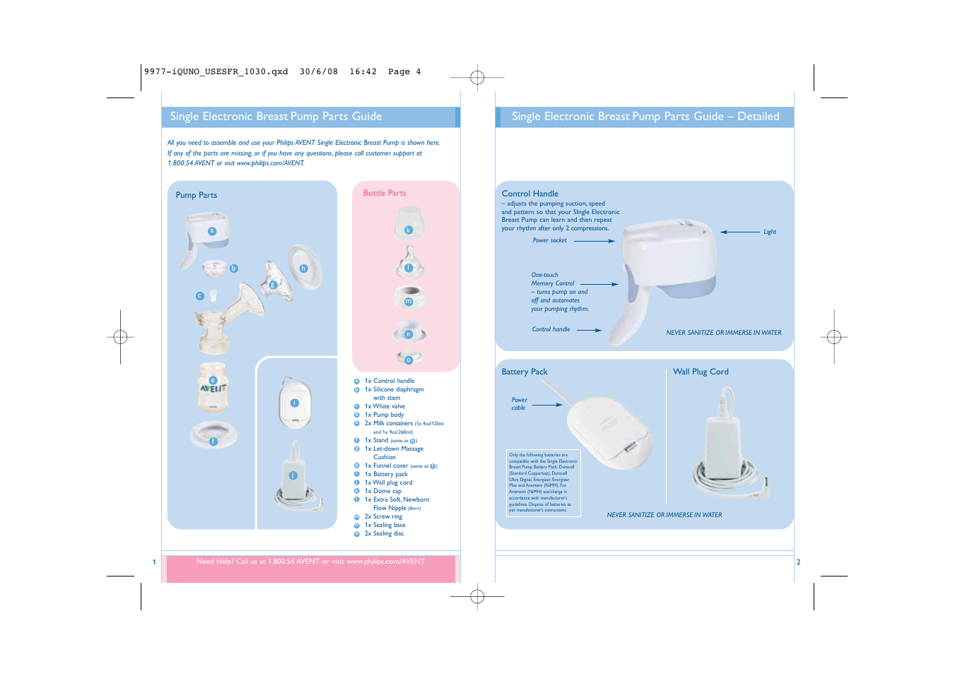 Single electronic breast pump parts guide | Philips ISIS SCF292/15 User Manual | Page 3 / 39