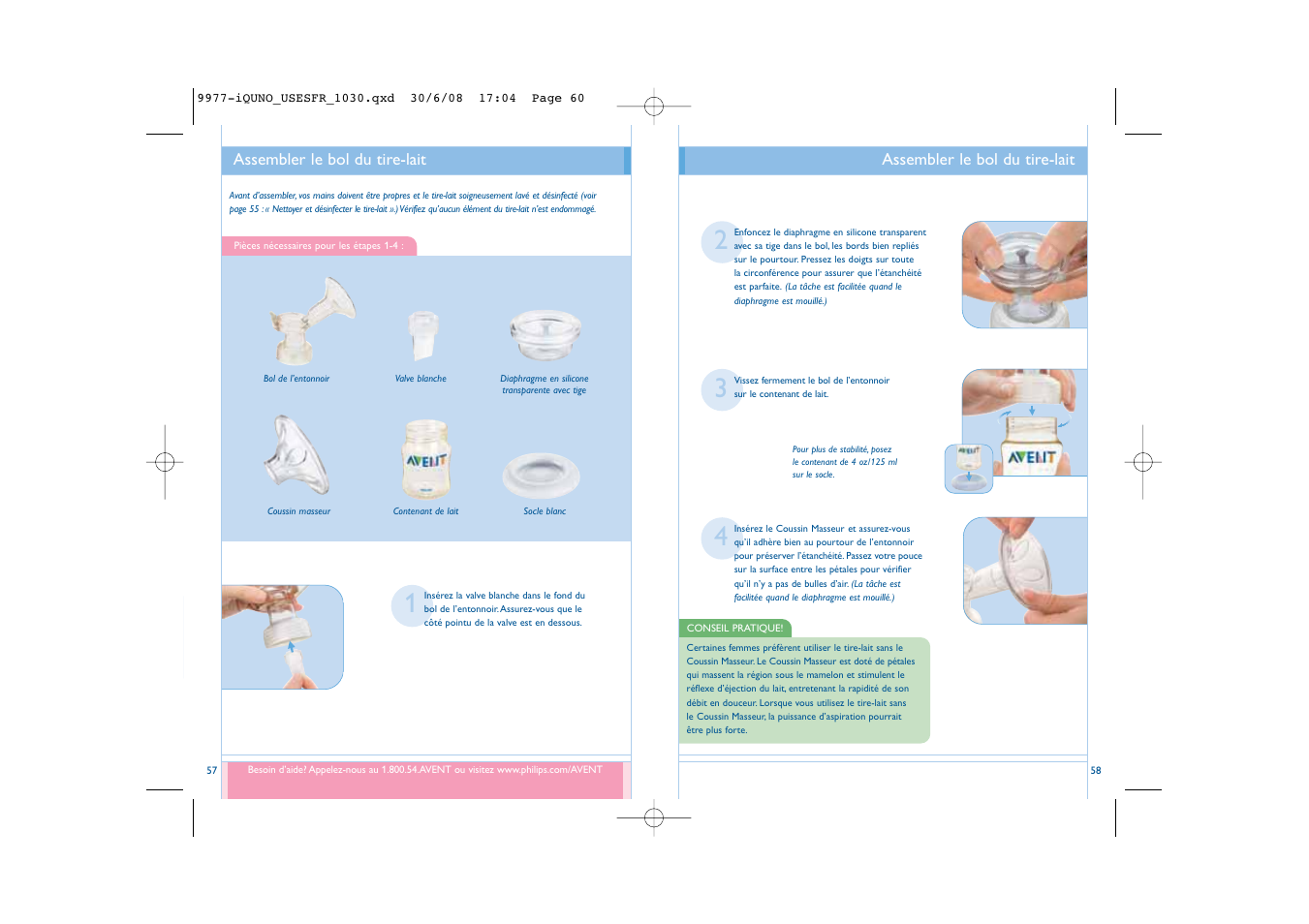Assembler le bol du tire-lait | Philips ISIS SCF292/15 User Manual | Page 31 / 39