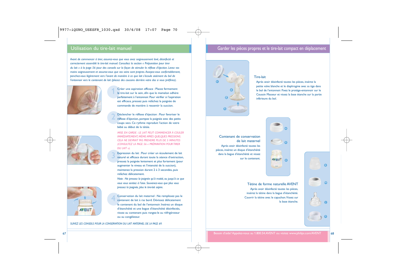 Utilisation du tire-lait manuel | Philips ISIS SCF292/15 User Manual | Page 36 / 39