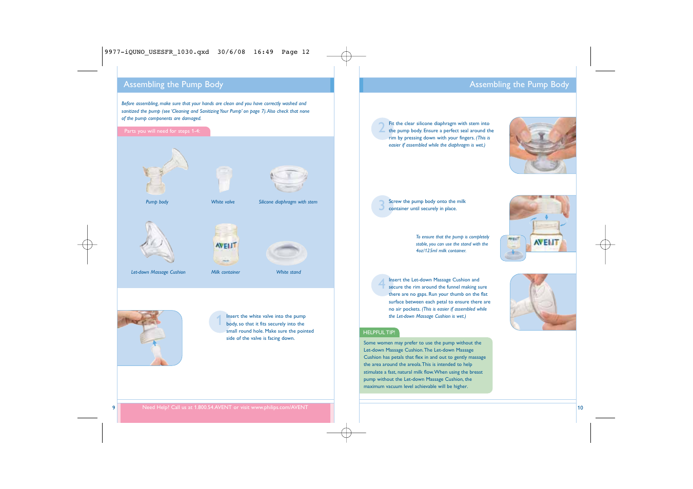 Assembling the pump body | Philips ISIS SCF292/15 User Manual | Page 7 / 39