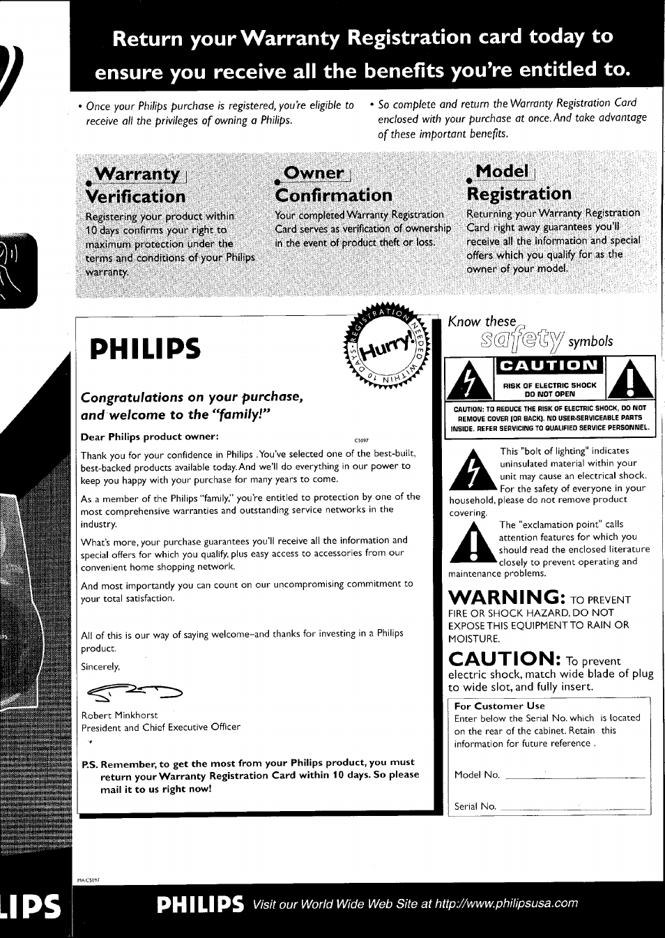 Philips, Warning, Caution | Philips FW-C500 User Manual | Page 3 / 161