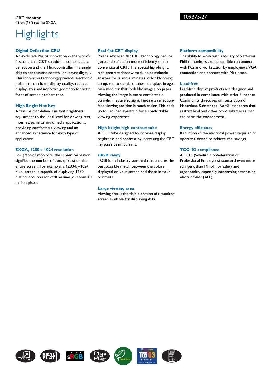 Highlights | Philips 109B75 User Manual | Page 2 / 3