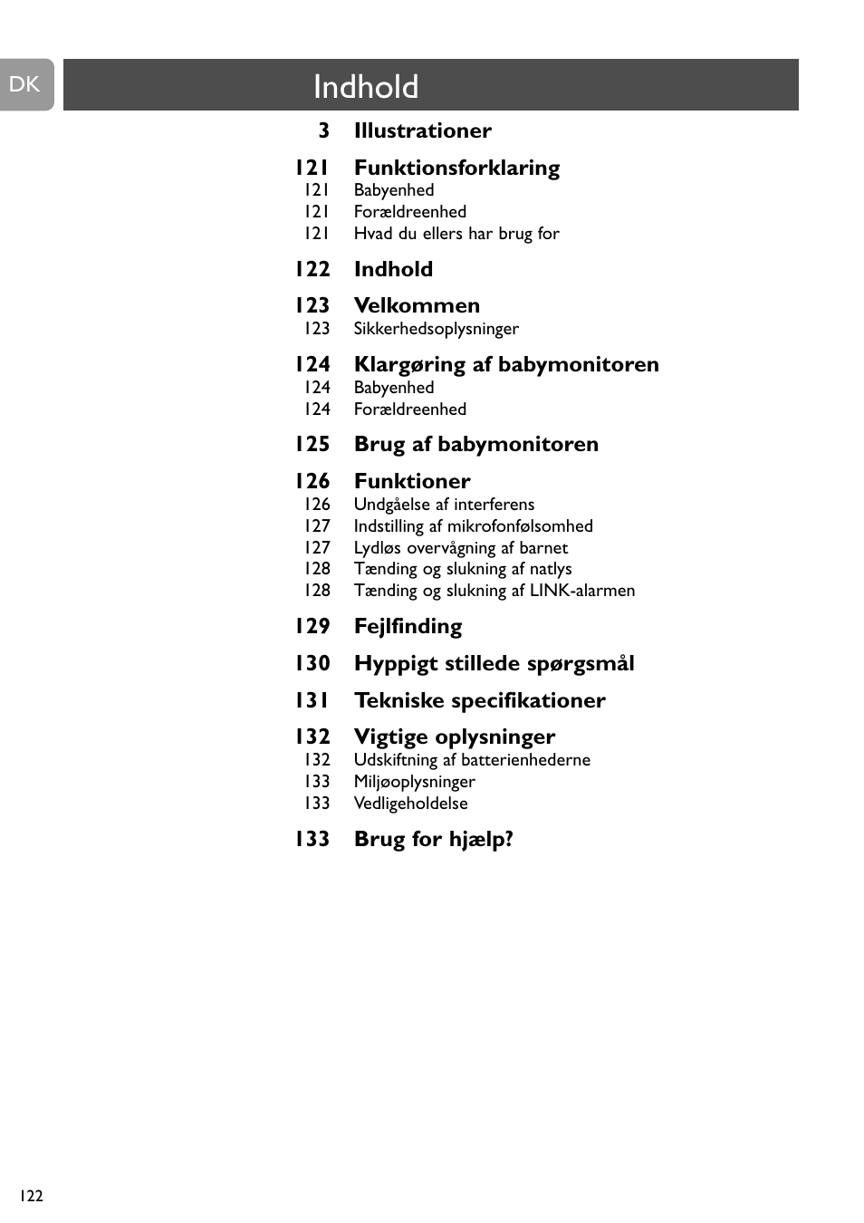 Indhold | Philips SBCSC465 User Manual | Page 122 / 173