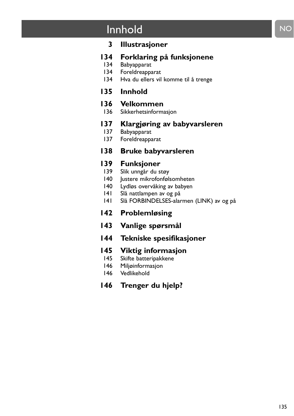 Innhold | Philips SBCSC465 User Manual | Page 135 / 173