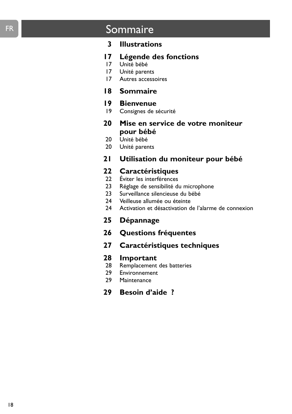 Sommaire | Philips SBCSC465 User Manual | Page 18 / 173
