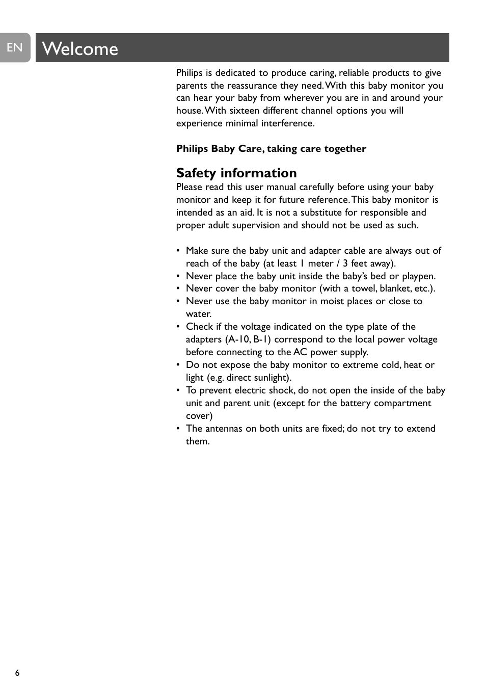 Welcome, Safety information | Philips SBCSC465 User Manual | Page 6 / 173