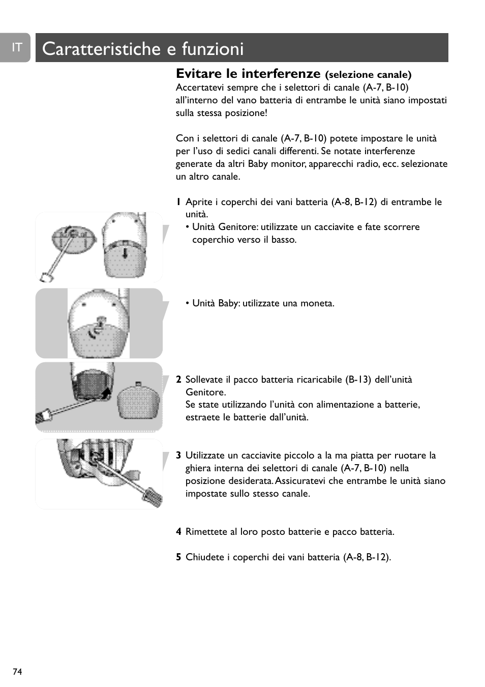Caratteristiche e funzioni, Evitare le interferenze | Philips SBCSC465 User Manual | Page 74 / 173
