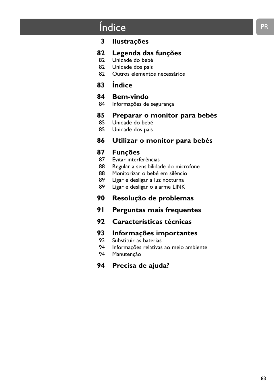 Índice | Philips SBCSC465 User Manual | Page 83 / 173