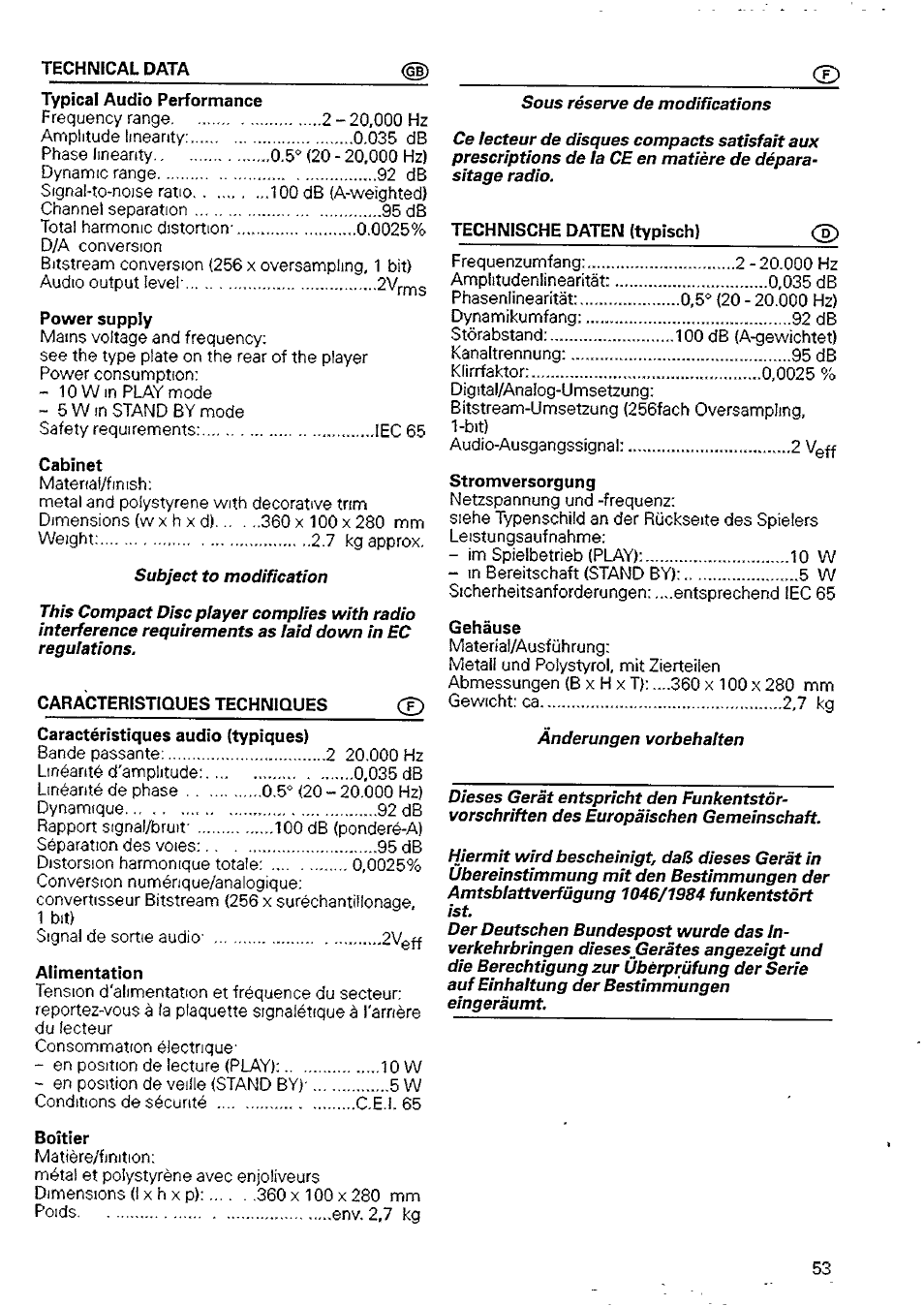 Philips CD 335 User Manual | Page 13 / 18