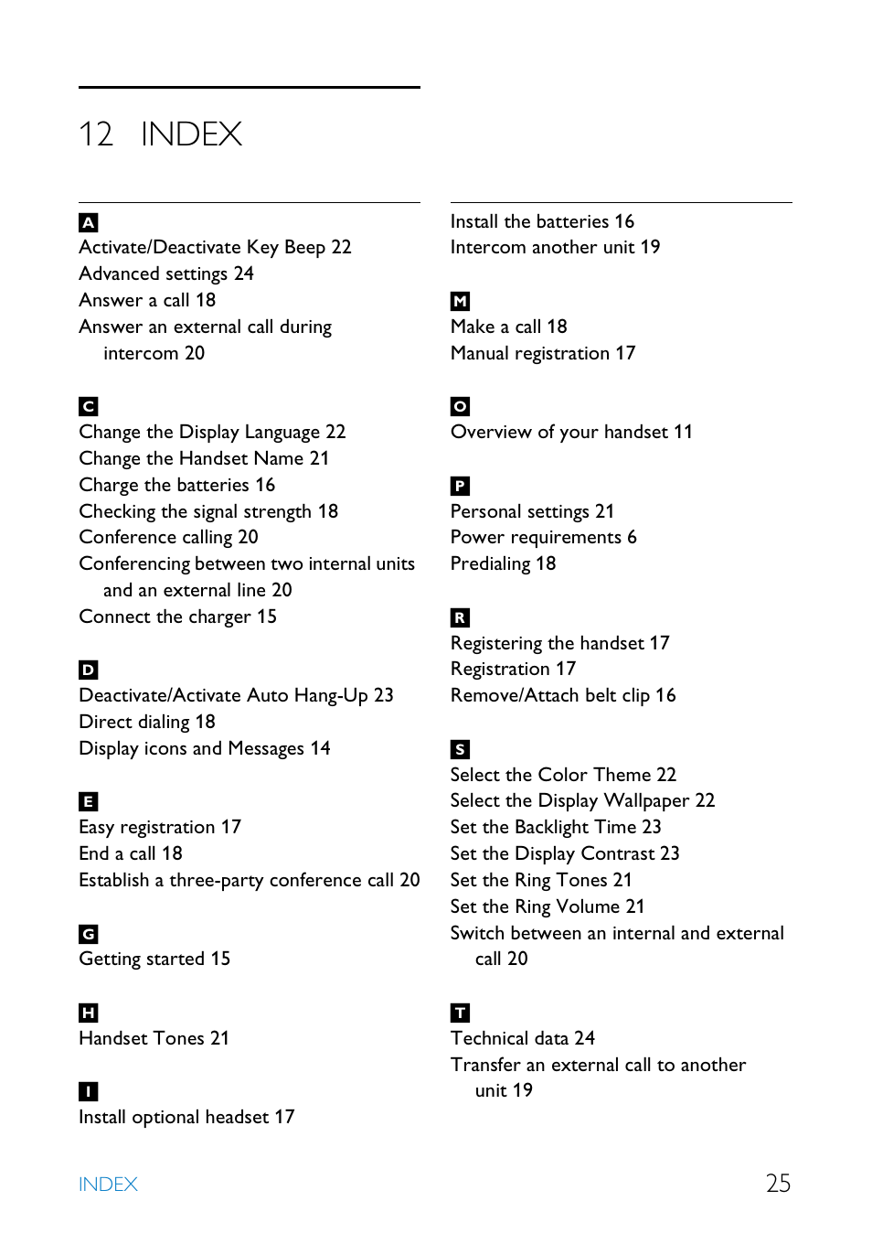 12 index, Index | Philips SE6590B/37 User Manual | Page 27 / 29