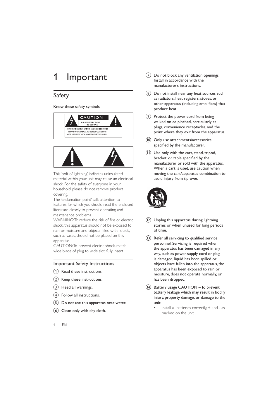 1 important, Safety | Philips HES4900/12 User Manual | Page 3 / 39