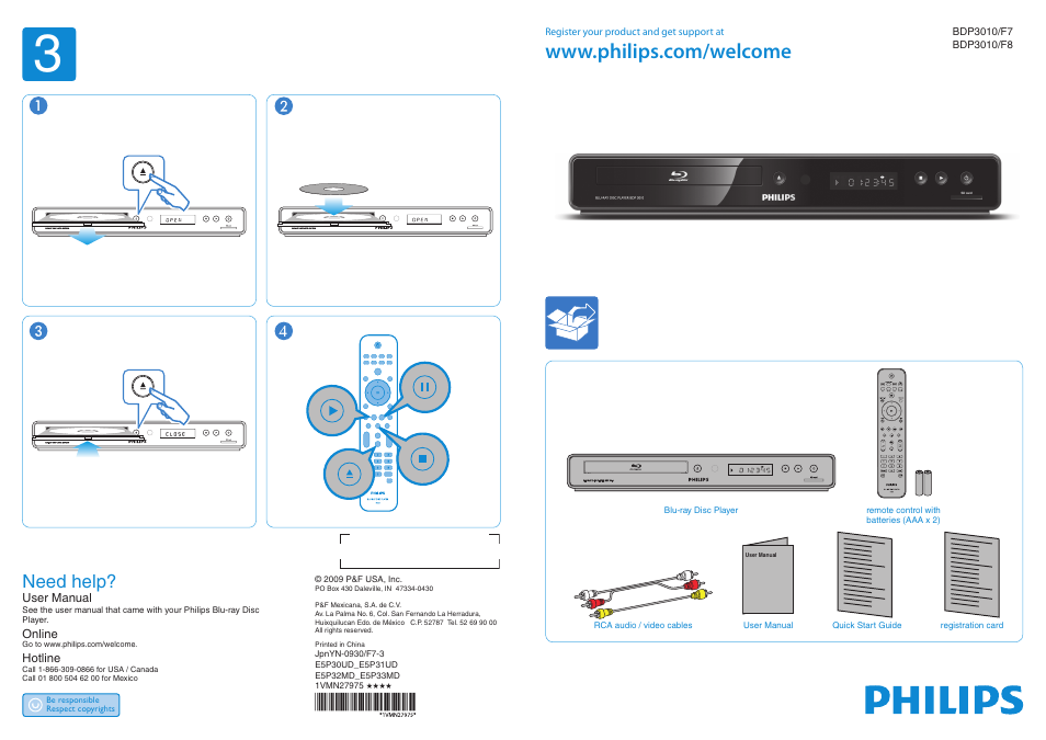 Philips BDP3010/F8 User Manual | 2 pages