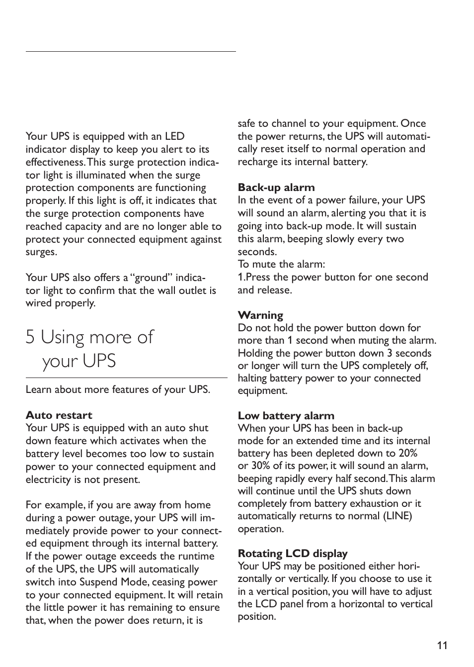 5 using more of your ups | Philips SPB4230WA/17 User Manual | Page 11 / 20