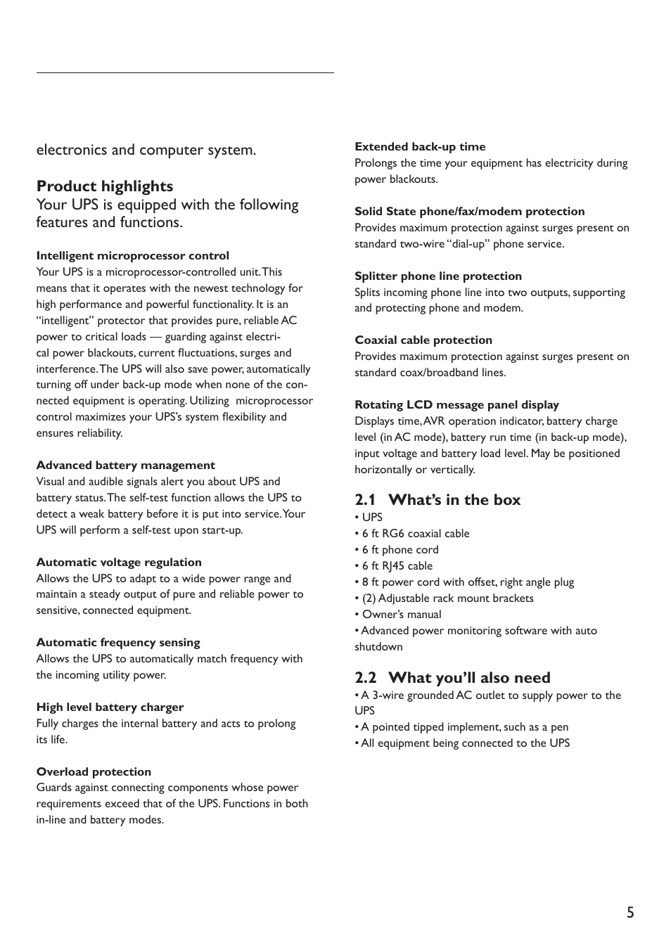 2 your ups, 1 what’s in the box, 2 what you’ll also need | Philips SPB4230WA/17 User Manual | Page 5 / 20