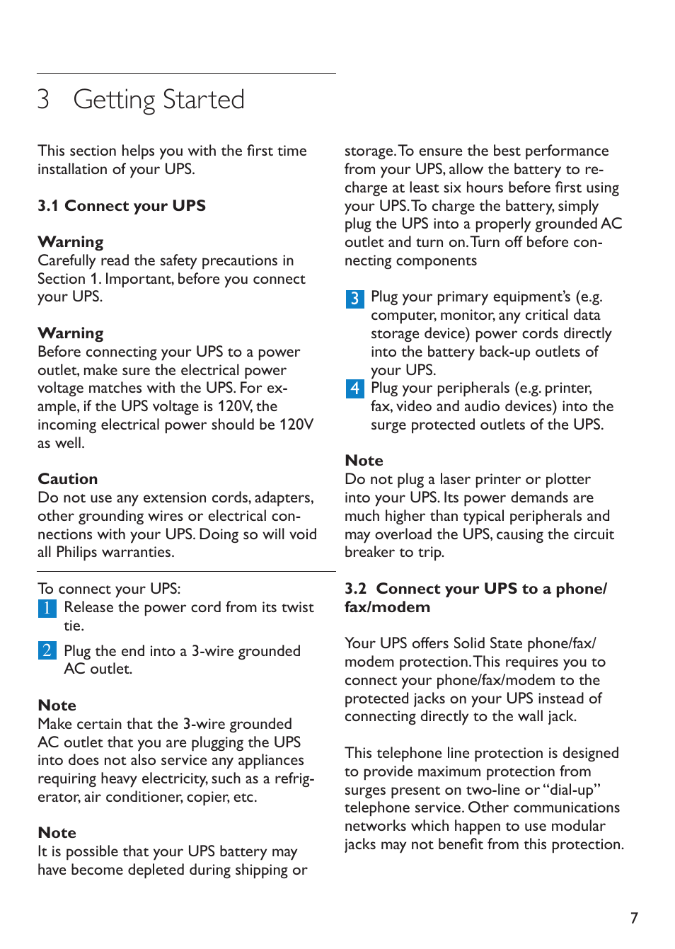 3 getting started | Philips SPB4230WA/17 User Manual | Page 7 / 20