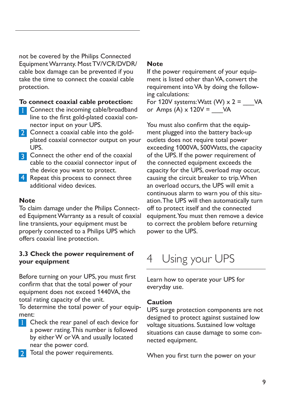 4 using your ups | Philips SPB4230WA/17 User Manual | Page 9 / 20