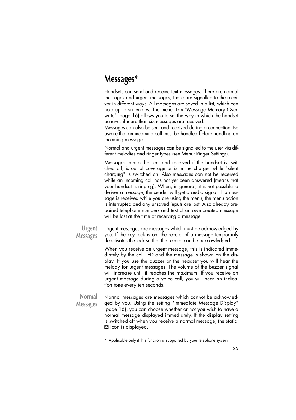 Messages, Urgent messages normal messages, Urgent messages | Normal messages | Philips C922 User Manual | Page 27 / 38