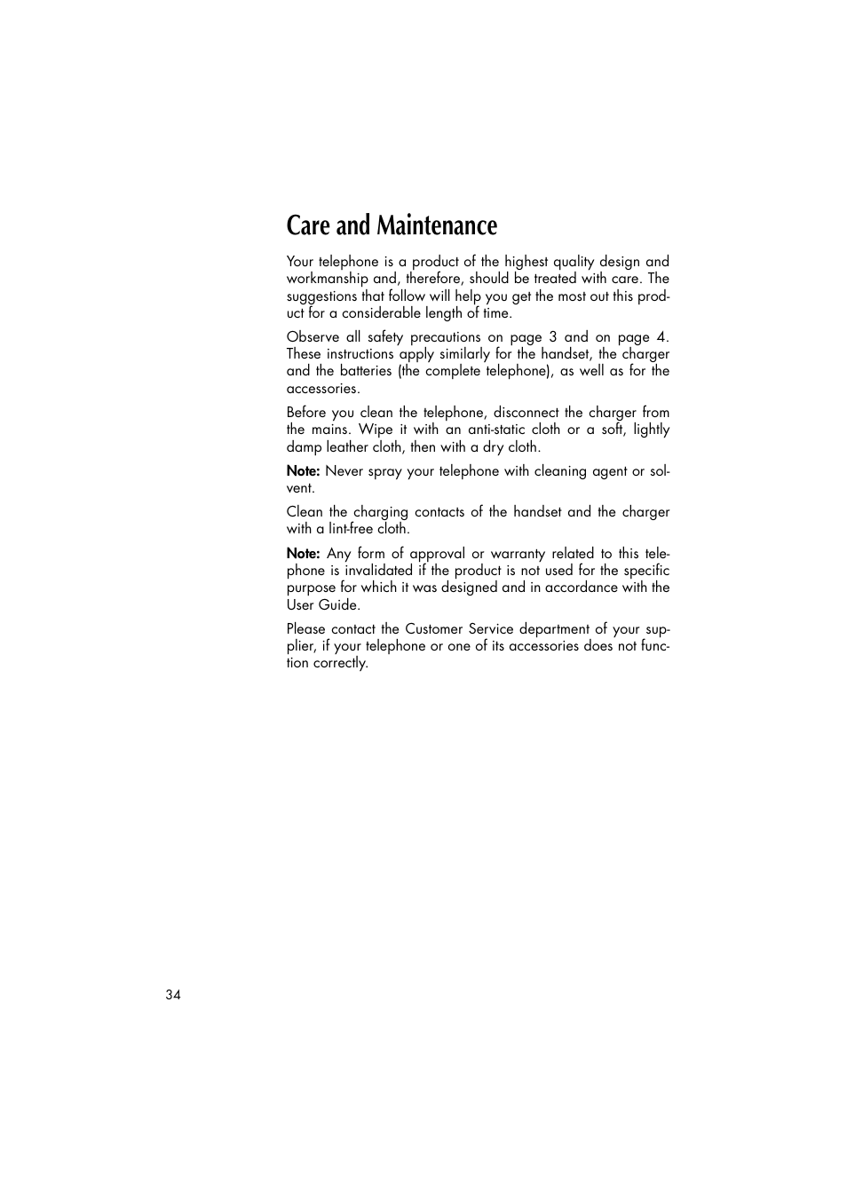 Care and maintenance | Philips C922 User Manual | Page 36 / 38