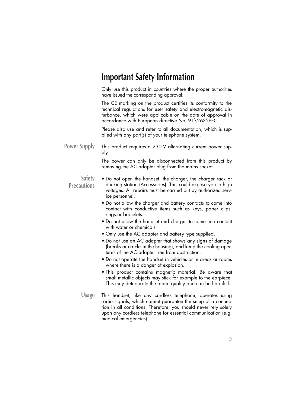 Important safety information, Power supply safety precautions usage, Power supply | Safety precautions, Usage | Philips C922 User Manual | Page 5 / 38