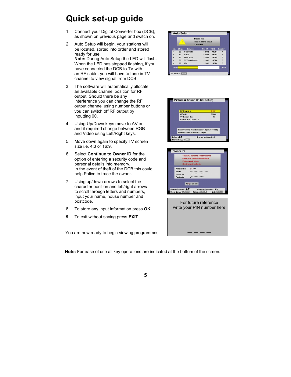 Quick set-up guide | Philips TU-CT20 User Manual | Page 6 / 12