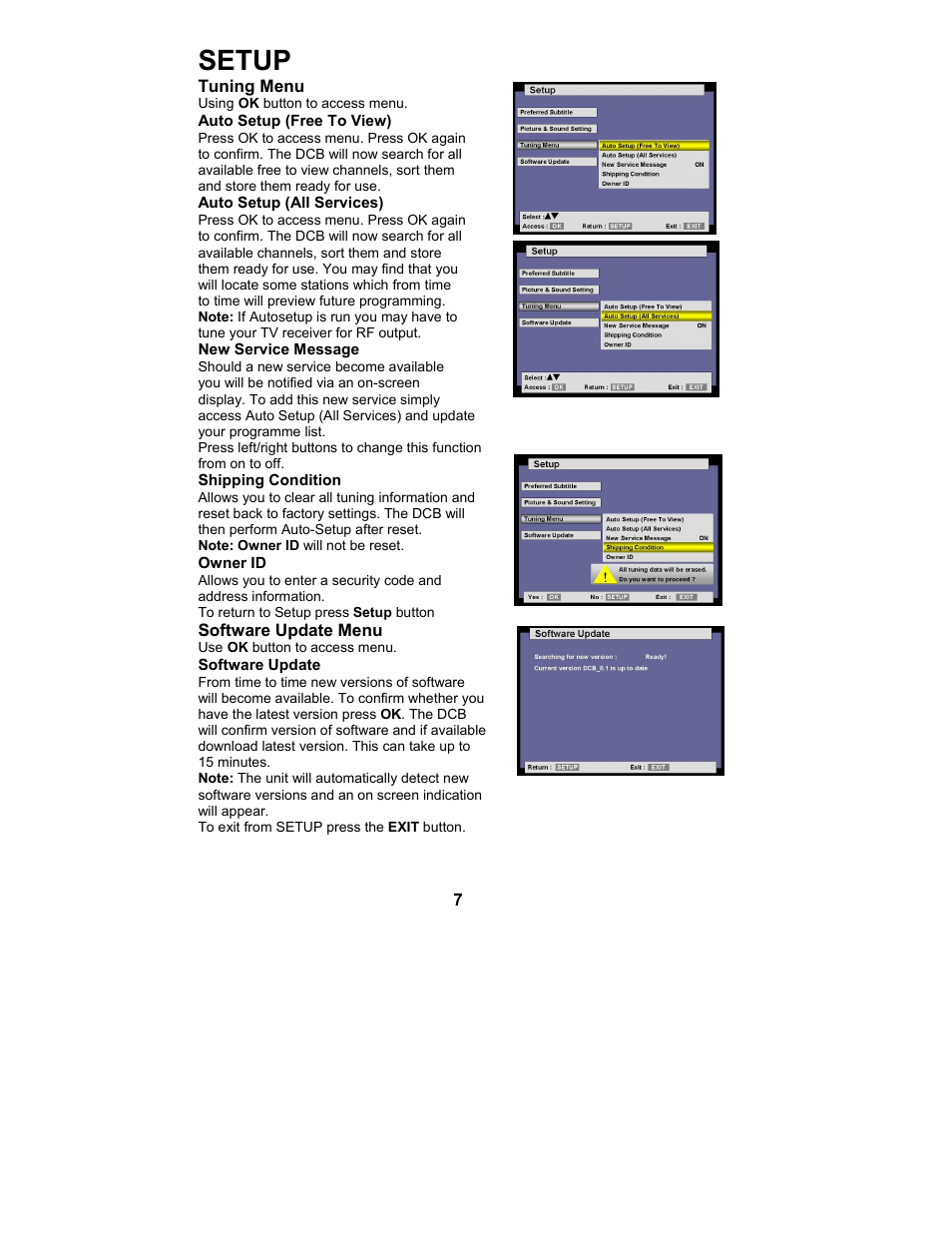 Setup | Philips TU-CT20 User Manual | Page 8 / 12