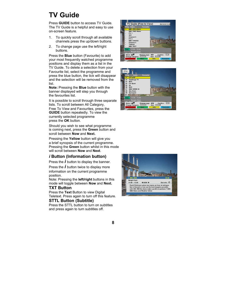 Tv guide | Philips TU-CT20 User Manual | Page 9 / 12