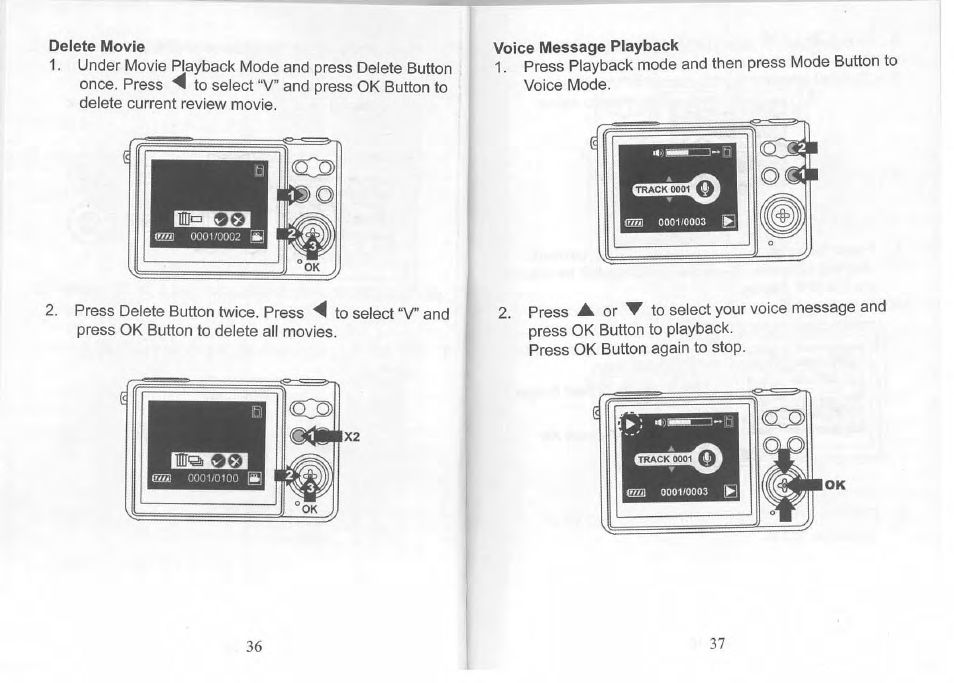 Delete movie, Voice message playback | Philips SIC 4523 User Manual | Page 19 / 32