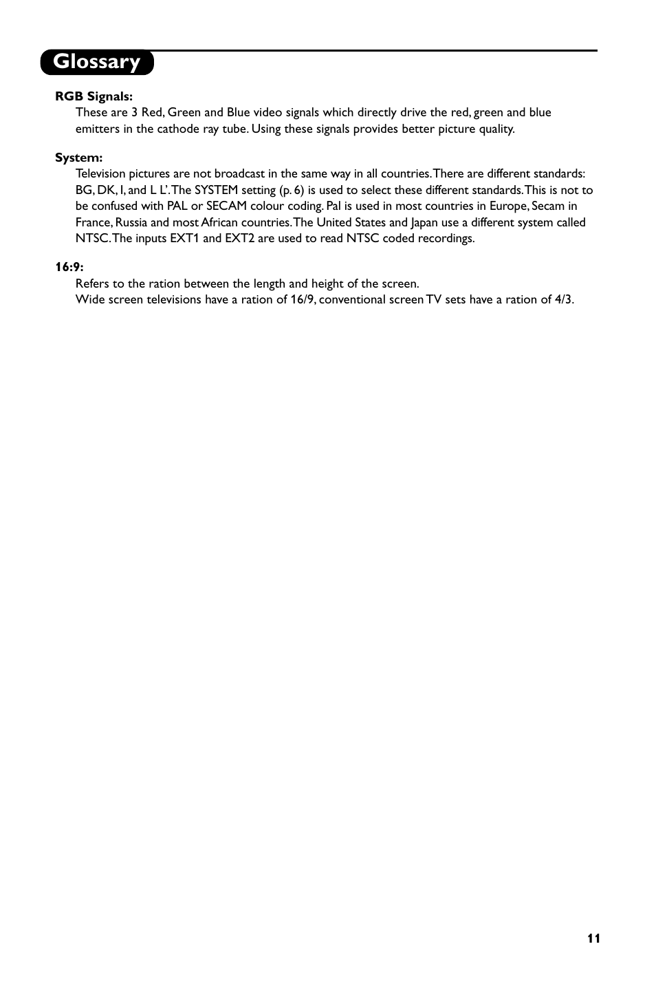 Glossary | Philips 14PT1686/01P User Manual | Page 13 / 16