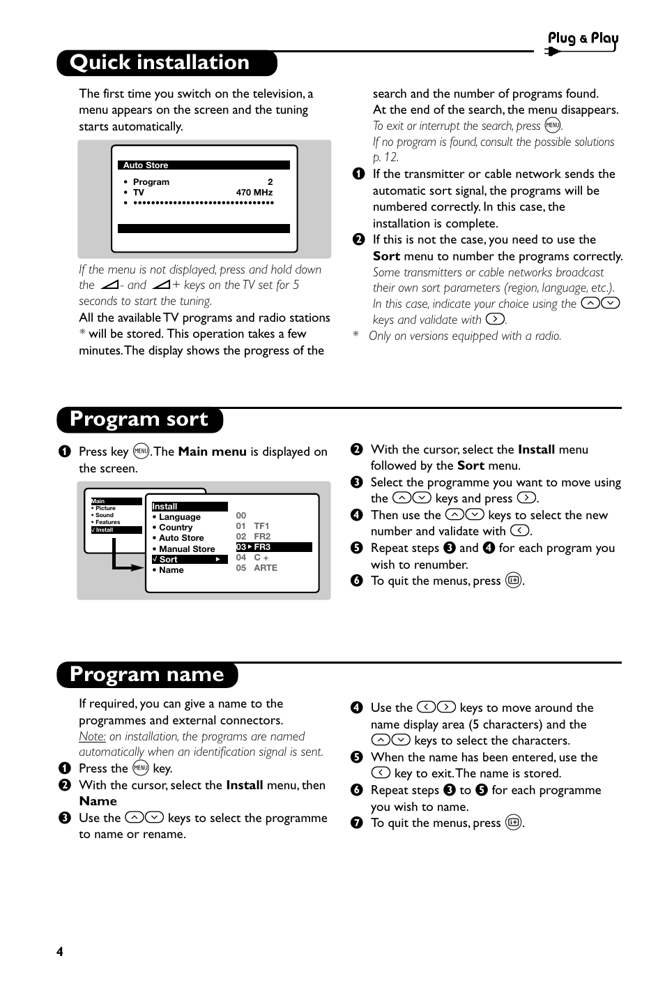 Quick installation program sort program name | Philips 14PT1686/01P User Manual | Page 6 / 16